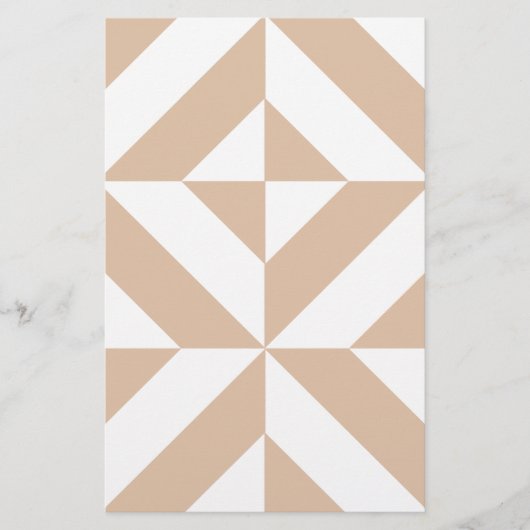 Warm Beige Geometric Deco Cube Pattern (Front)