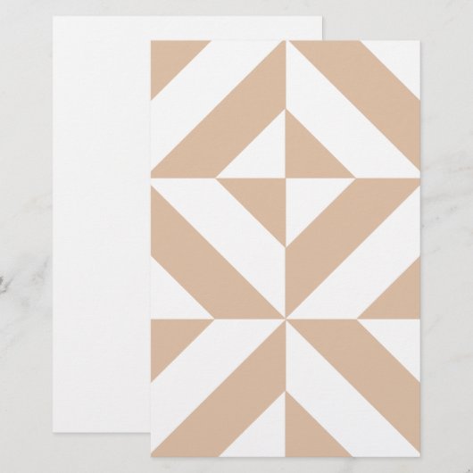 Warm Beige Geometric Deco Cube Pattern (Front/Back)