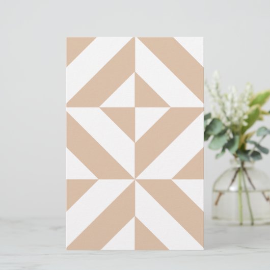 Warm Beige Geometric Deco Cube Pattern (Standing Front)