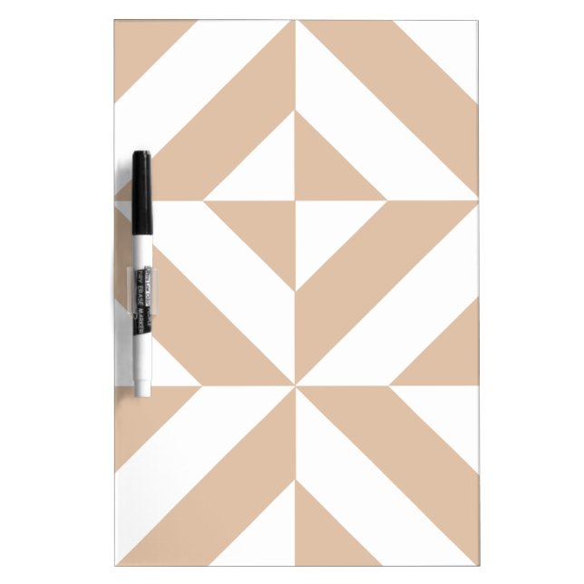Warm Beige Geometric Deco Cube Pattern Dry Erase Board (Front)