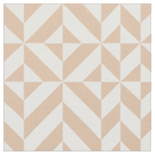Warm Beige Geometric Deco Cube Pattern Fabric