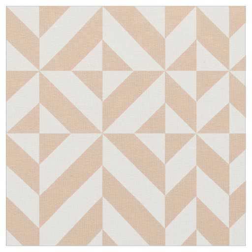 Warm Beige Geometric Deco Cube Pattern Fabric