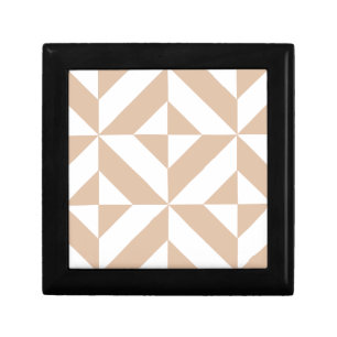 Warm Beige Geometric Deco Cube Pattern Gift Box