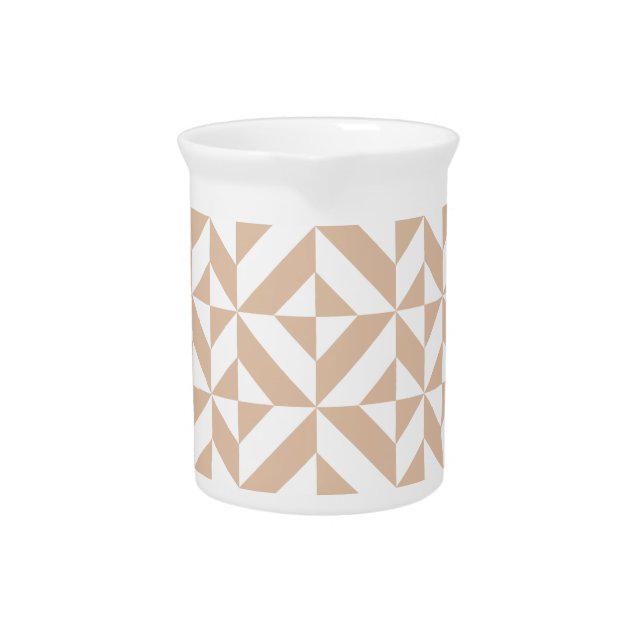 Warm Beige Geometric Deco Cube Pattern Pitcher (Front)