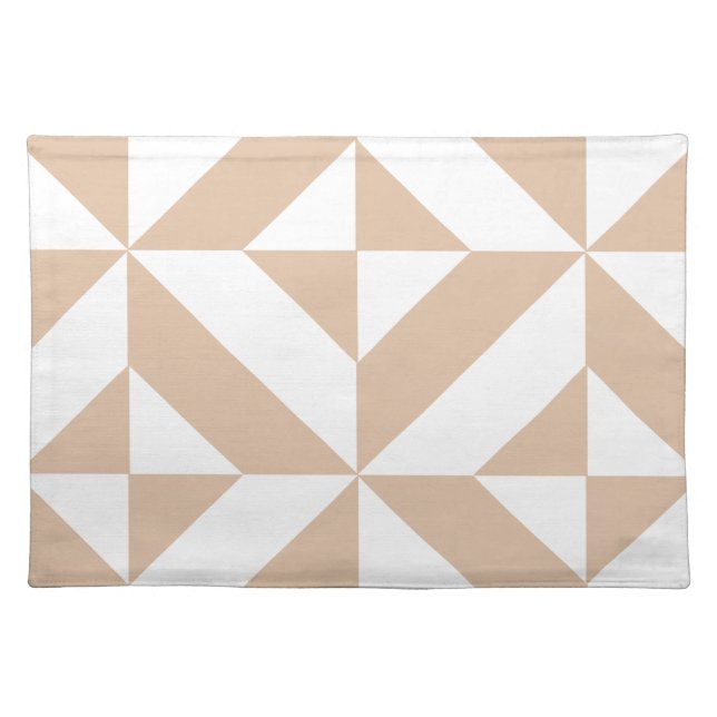 Warm Beige Geometric Deco Cube Pattern Placemat (Front)