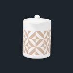 Warm Beige Geometric Deco Cube Pattern Teapot<br><div class="desc">This abstract,  geometric cubed pattern will add vibrance and classic flair to any home or office decor. Always ready for you to personalize with your name and/or your loved one's name,  as well.</div>
