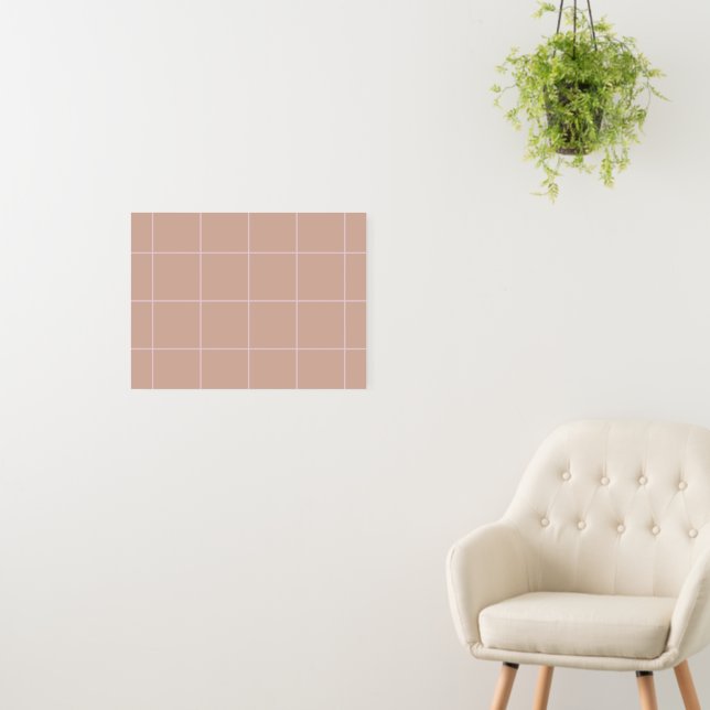 Warm Beige Grid Pattern Minimal Soft Check Design Foam Board (In Situ (Wall))