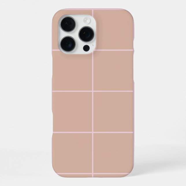 Warm Beige Grid Pattern Minimal Soft Check Design iPhone Case (Back)