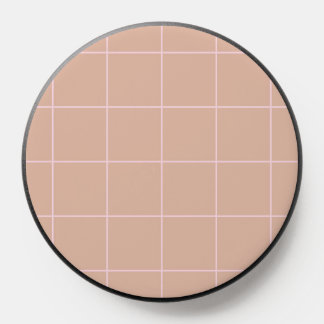 Warm Beige Grid Pattern Minimal Soft Check Design PopSocket