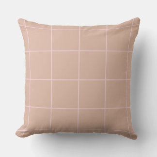 Warm Beige Grid Pattern Minimal Soft Check Design Throw Pillow