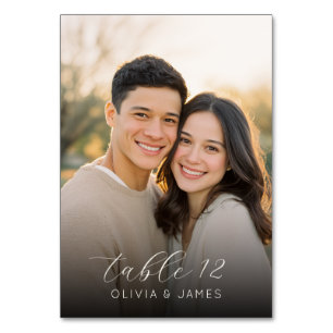 Warm Beige Intimate Photo Table Number