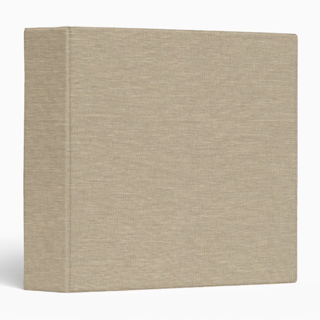 Warm Beige Linen Texture Minimalist Blank 3 Ring Binder (Front/Spine)