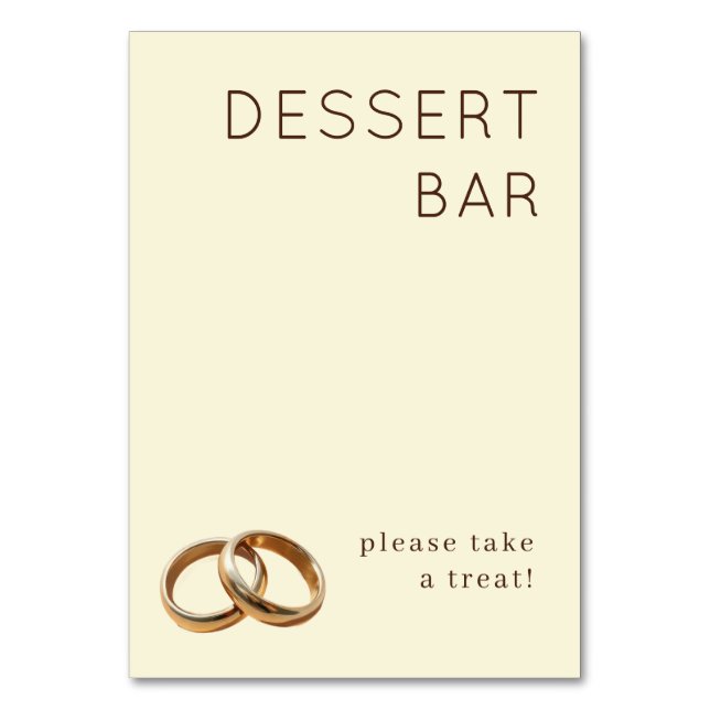 Warm Beige Minimalist Dessert Bar Sign Table Number (Front)