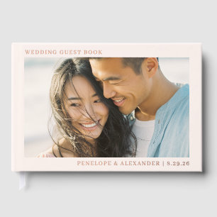 Warm Beige Minimalist Photo Foil Guest Book