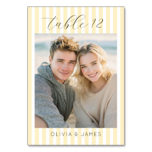 Warm Beige Minimalist Photo Table Number