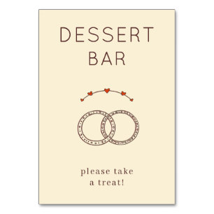 Warm Beige Minimalist Wedding Rings Table Number