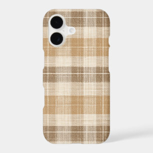 Warm Beige Plaid Linen Texture with Weaves iPhone 17 Case