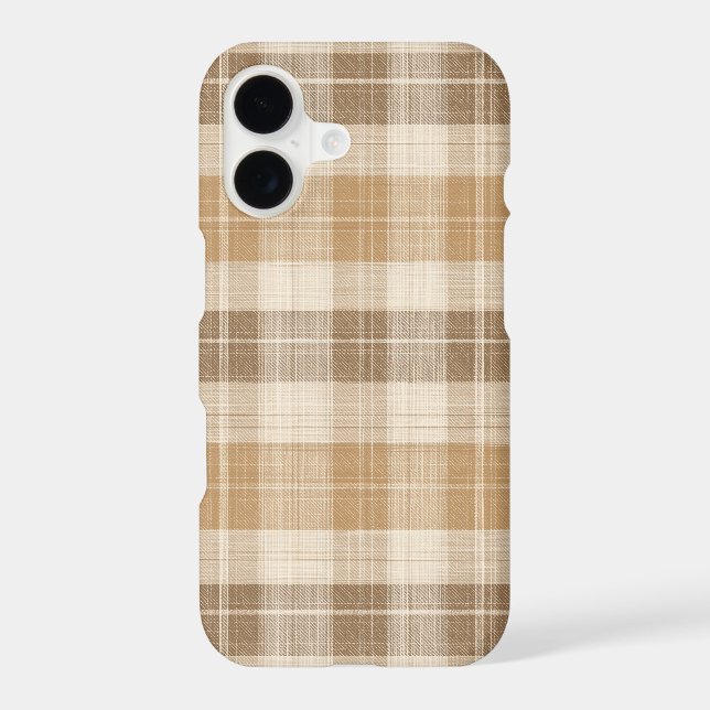 Warm Beige Plaid Linen Texture with Weaves iPhone Case (Back)