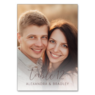 Warm Beige Romantic Photo Table Number