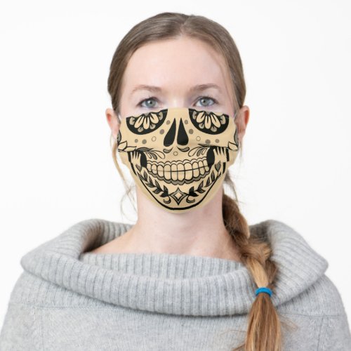 Warm beige Sugar Skull Cloth Face Mask