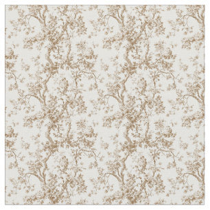 Warm Beige Toile with Roses and Twisting Branches Fabric