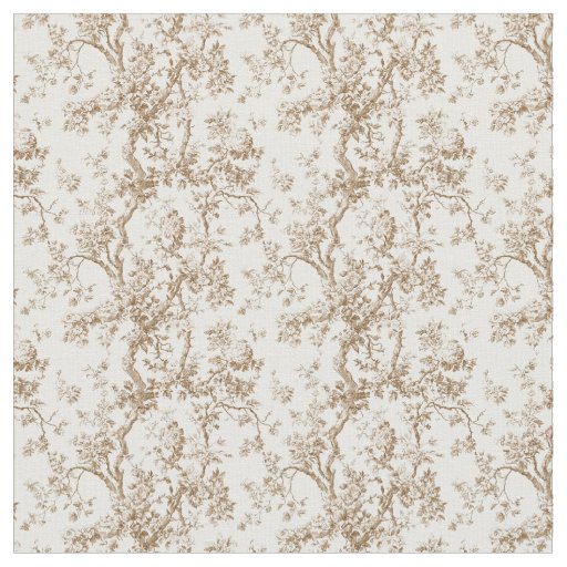 Warm Beige Toile with Roses and Twisting Branches Fabric