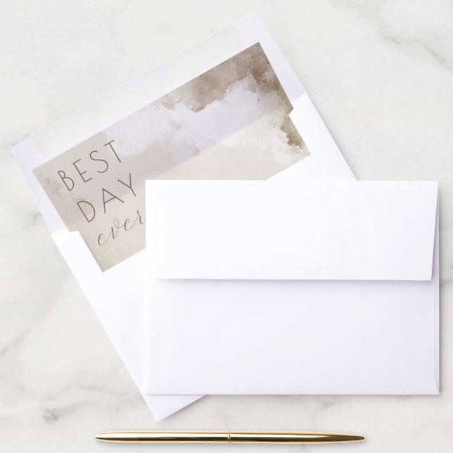 Warm Beige Watercolor Wedding Envelope Liner (Desk)