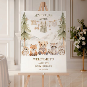 Warm Beige Woodland Baby Shower Welcome Sign