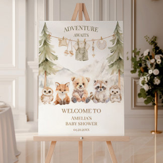 Warm Beige Woodland Baby Shower Welcome Sign