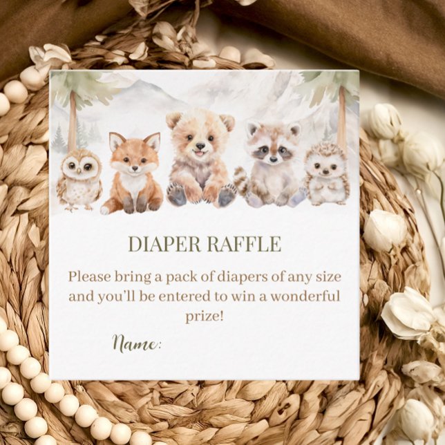 Warm Beige Woodland Diaper Raffle Baby Shower Card (Creator Uploaded)