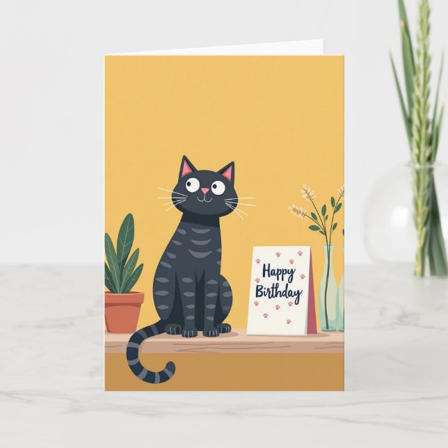 Warm Birthday Cat Card (Front)
