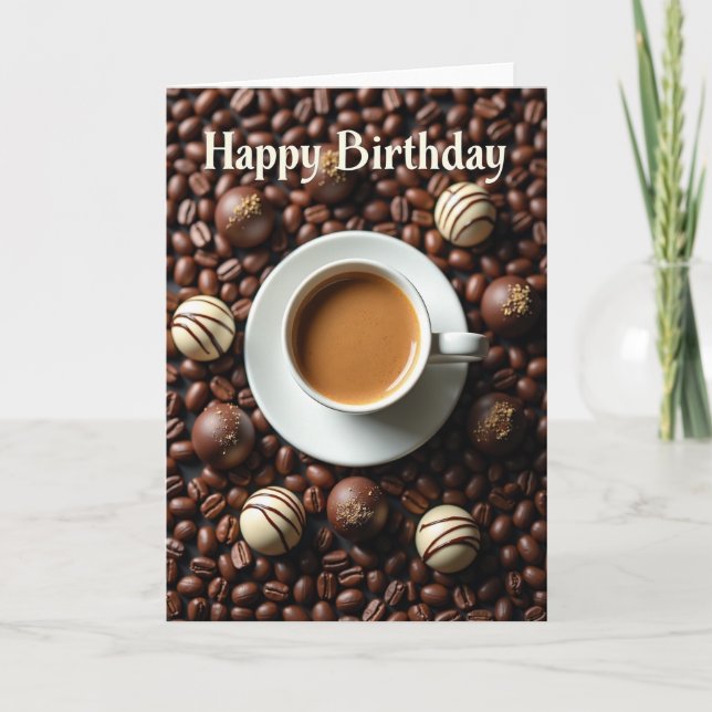 Warm Birthday Coffee Bean Card (Front)