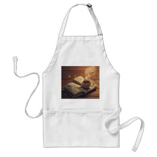 Warm blanket and steamy drink adult apron