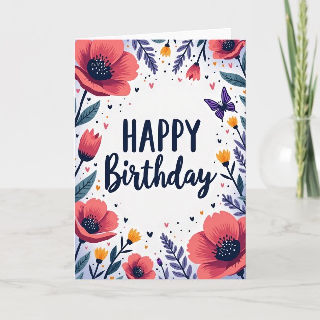 Warm Blossom Birthday Card (Front)