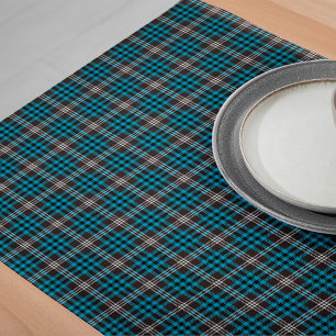 Warm Blue Gray Tartan– Gift for Family Gatherings Long Table Runner