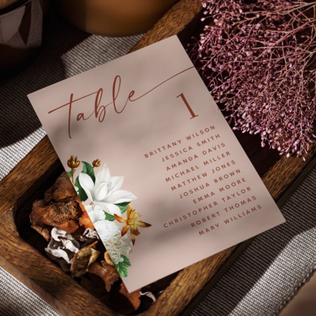 Warm Blush Beige Floral Wedding Seating Chart Invitation (Creator Uploaded)