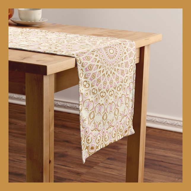 Warm Blush Gold Geometric Pattern Long Table Runner (Creator Uploaded)