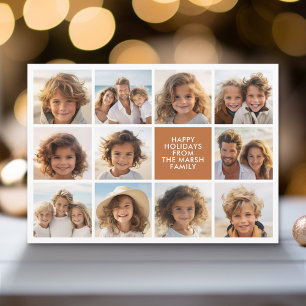 Warm Boho Color Retro Stripes - 11 Photo Holiday Card