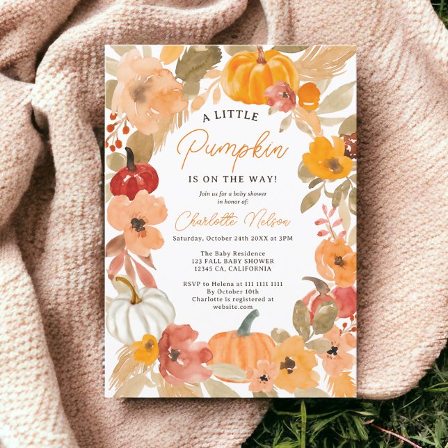 Warm Boho Little pumpkin fall baby shower Invitation (Warm Boho Little pumpkin fall baby shower Invitation)