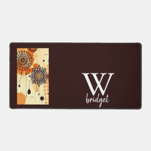 Warm Boho Mandala Earthy Autumn Floral Desk Mat