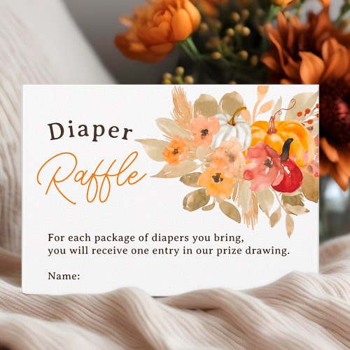 Warm Boho pumpkin fall baby shower diaper raffle Enclosure Card