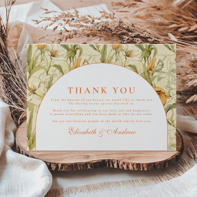 Warm Botanical Arch Wedding Thank You Card (Creator Uploaded)