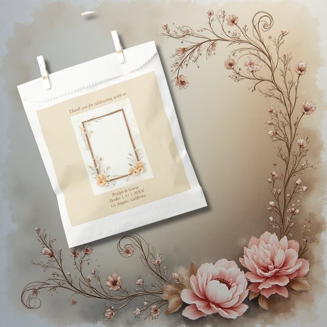 Warm Botanical Beige Wedding  Favor Bag (Creator Uploaded)