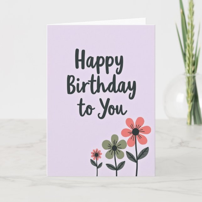 Warm Botanical Birthday Card (Front)