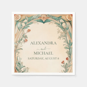 Warm Botanical Frame wedding Napkins