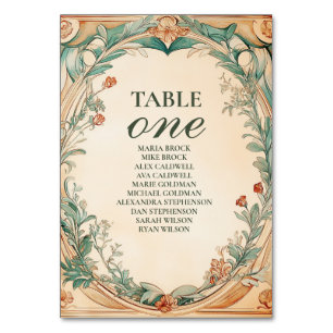 Warm Botanical Frame wedding Table Number