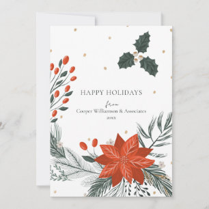 Warm Botanical Modern Simple Corporate Business Holiday Card