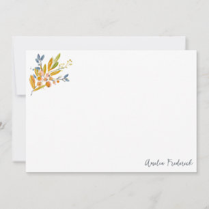 Warm Botanical Watercolor Personalized Stationery Note Card