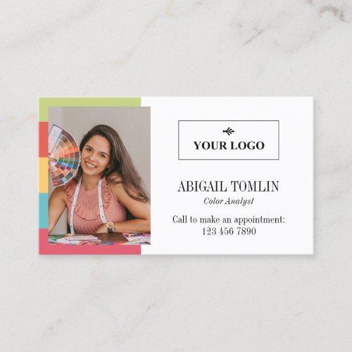 Warm Bright Colors Logo Personal Photo Business Card