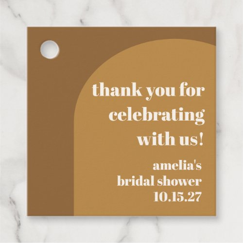 Warm Brown Arch Custom Bridal Shower Thank You Favor Tags